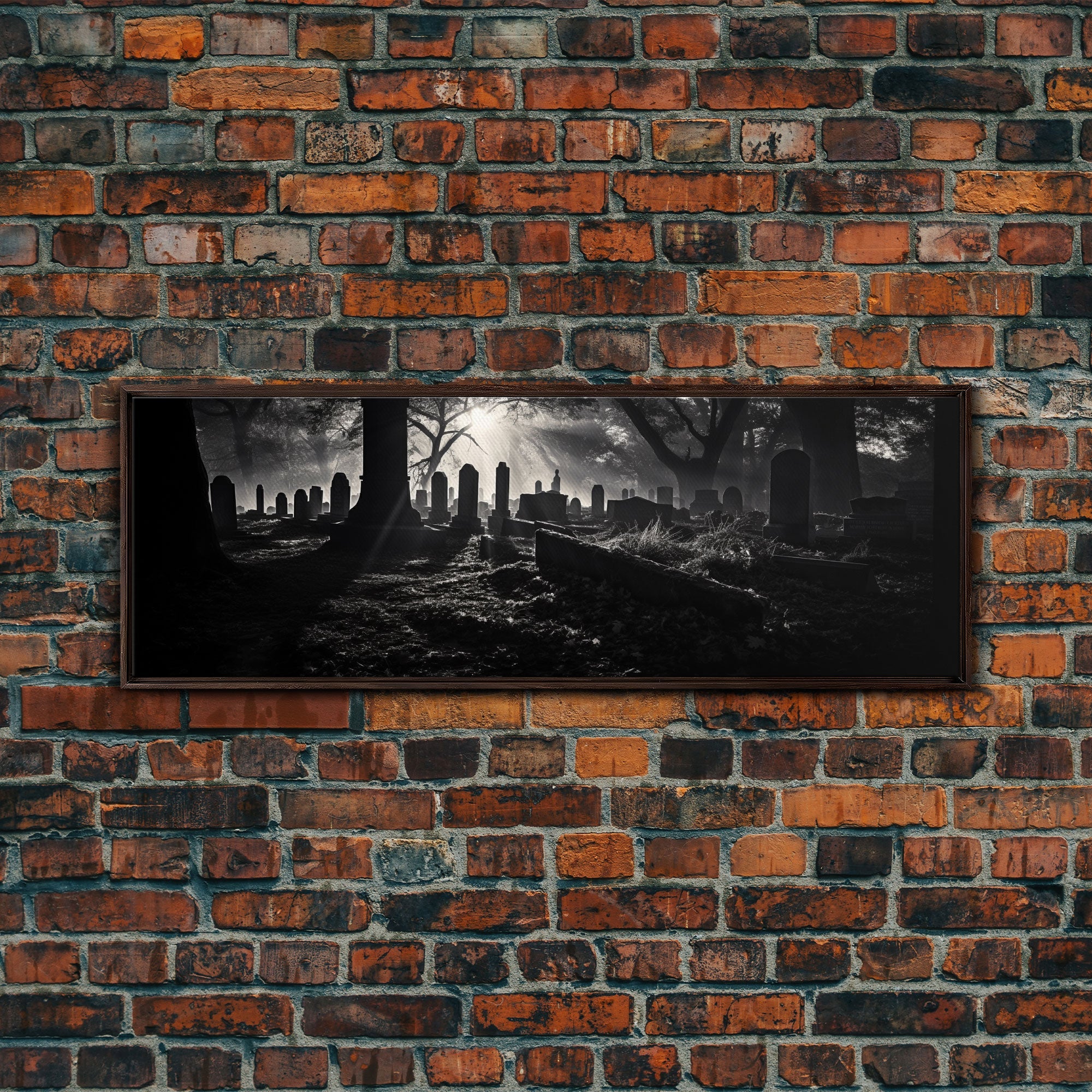 Spooky Halloween Decor, Black and White Photograph Of A Creepy Cematary, Graveyard Decor, Witchy Art | | Wiccan Center