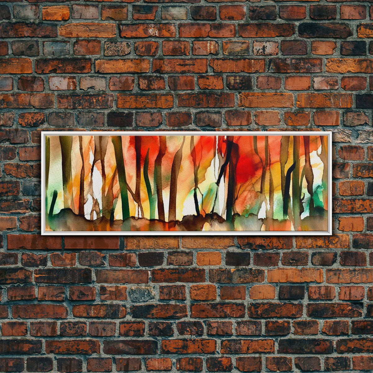 Watercolor Forest Canvas, Abstract Landscape, Forest On Fire, Foggy Forest Wall Art, Abstract Forest Art, Panoramic, Wall Art, Canvas Print | | Wiccan Center