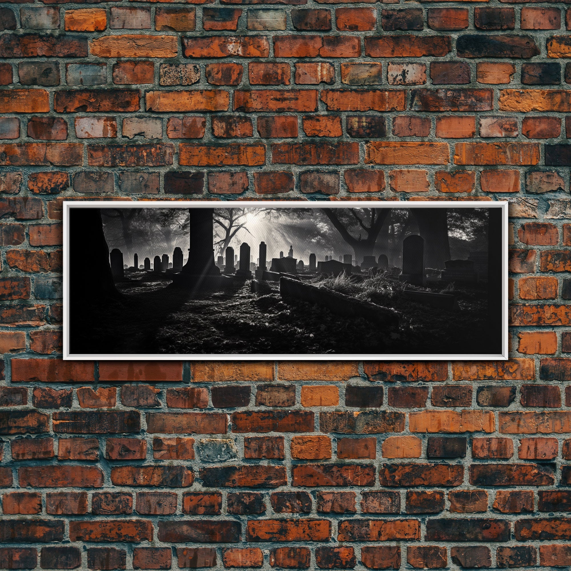 Spooky Halloween Decor, Black and White Photograph Of A Creepy Cematary, Graveyard Decor, Witchy Art | | Wiccan Center