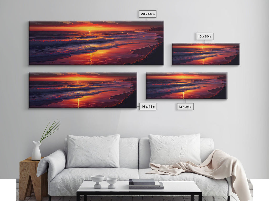 Large Art Sunset, Beach landscape, Coastal Art Print, Beach House, Coastal Decor, Beach Painting, Sunset Art, Framed/Unframed Canvas/Print | | Wiccan Center