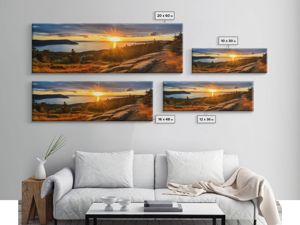 Photographic Panoramic of Acadia National Park, Sunset Photography, National Park Art, Framed Canvas Print, Landscape Photography | | Wiccan Center