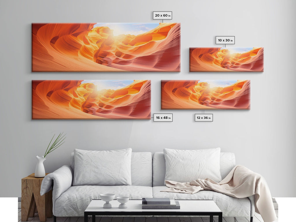 Beautiful Photographic Panoramic of Antelope Canyon Arizona, Sunset Photography, Framed Canvas Print, Landscape Photography, Landmark Art | | Wiccan Center