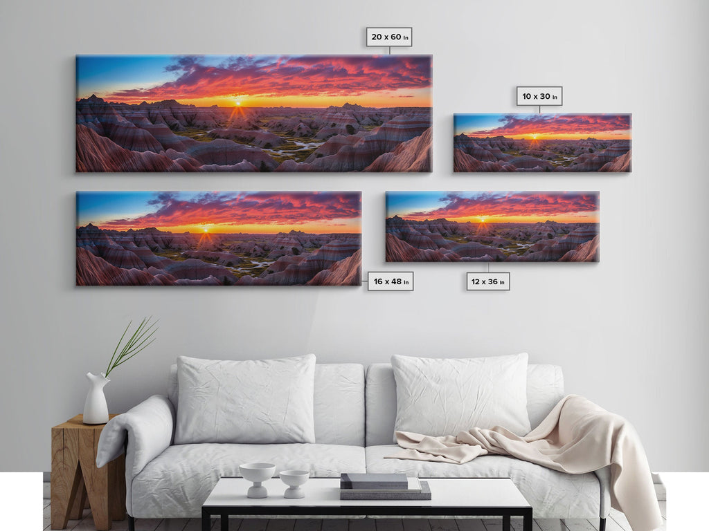 Photographic Panoramic of Badlands National Park, Sunset Photography, National Park Art, Framed Canvas Print, Landscape Photography | | Wiccan Center