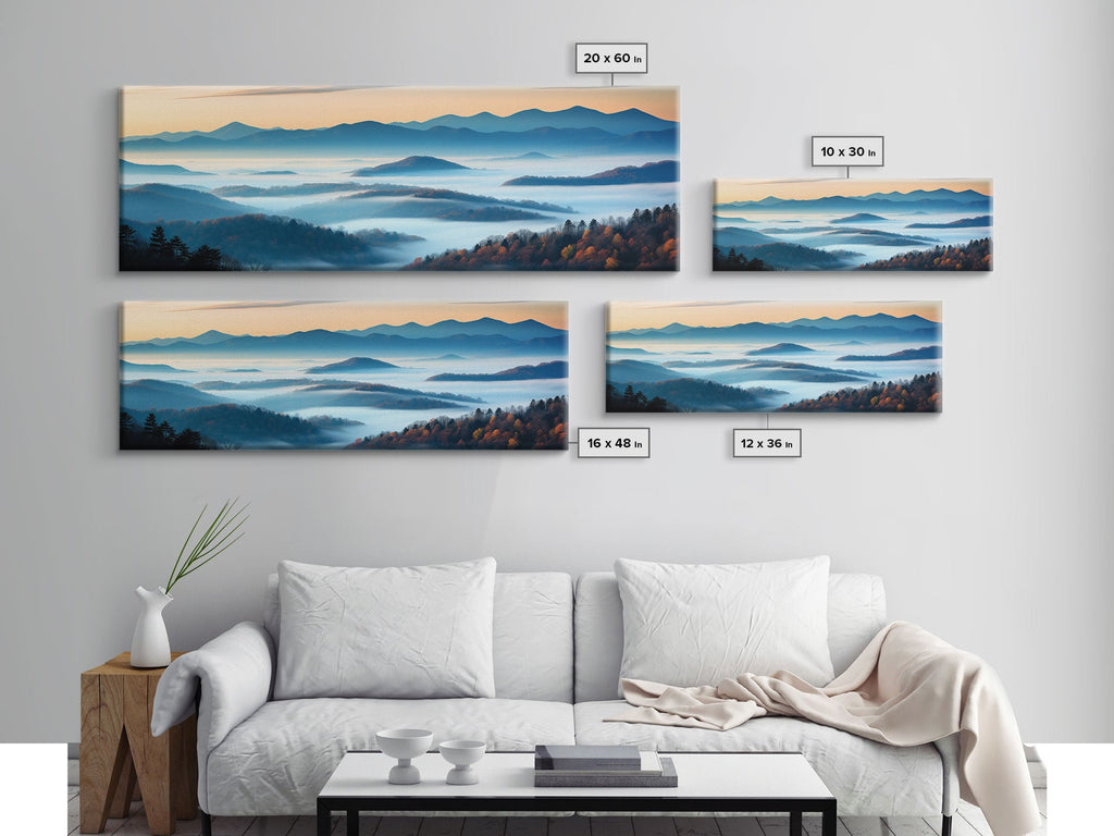 Photographic Panoramic of Blue Ridge Mountains National Parkway, Sunset Photography, Wall Art, Framed Canvas Print, Landscape Photography | | Wiccan Center