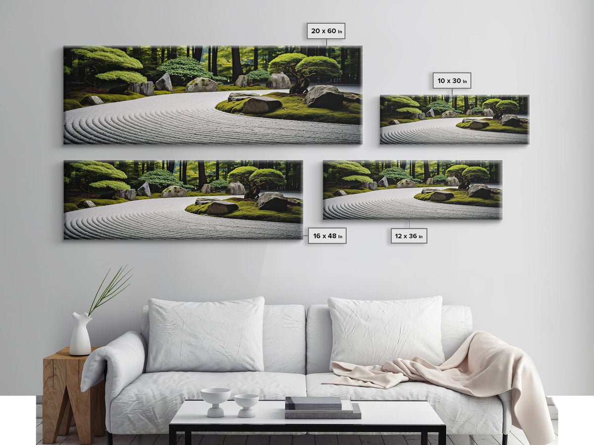 Zen Garden Art, Framed Canvas Print, Meditation Center Wall Decor, Lobby Art, Entryway Decor, Calming Meditation Art | | Wiccan Center