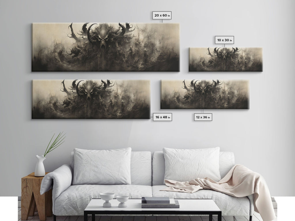 The Demon, Panoramic Canvas Print, Framed Halloween Art, Spooky Decor, Halloween Art, Halloween Wall Art, Halloween Art Print | | Wiccan Center