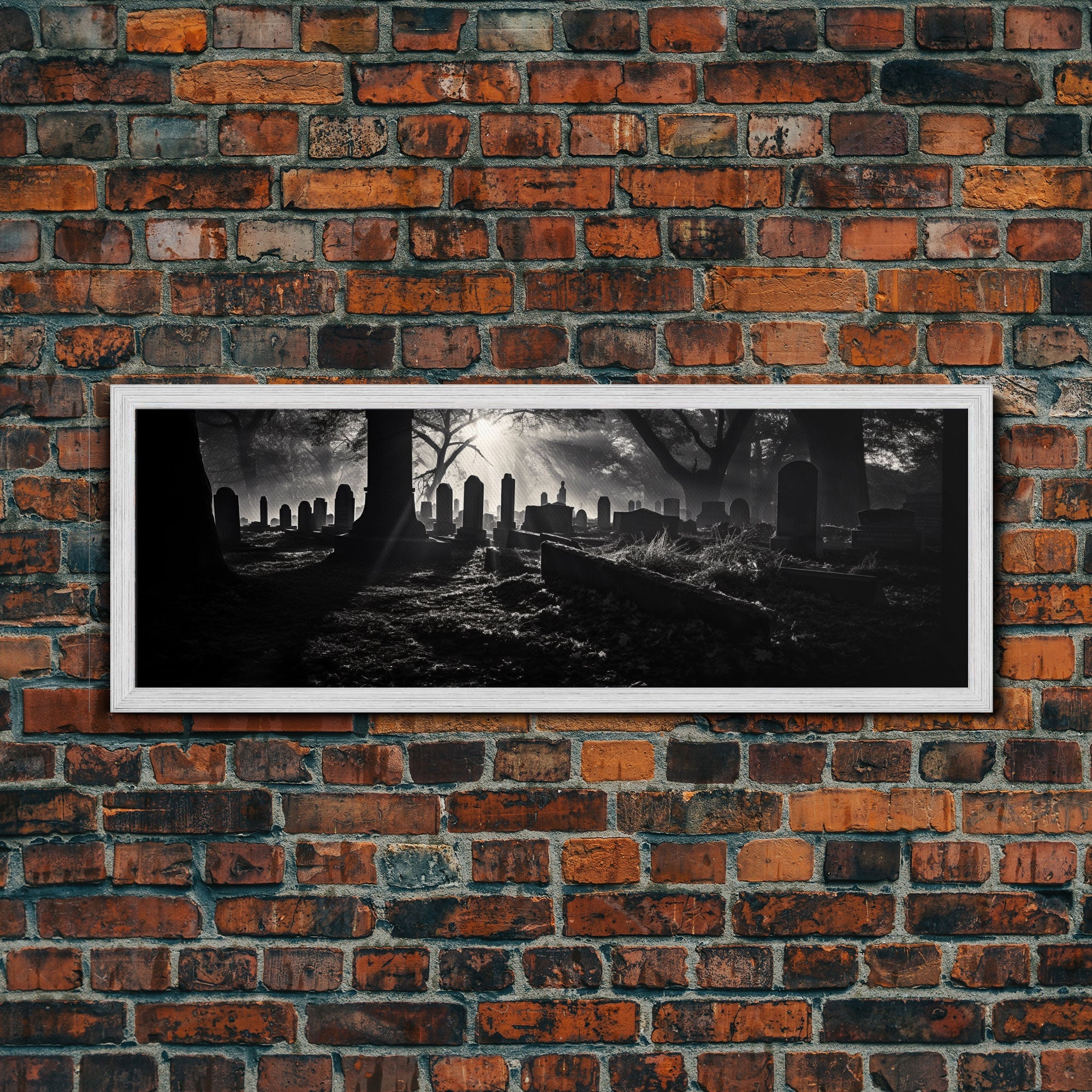 Spooky Halloween Decor, Black and White Photograph Of A Creepy Cematary, Graveyard Decor, Witchy Art | | Wiccan Center