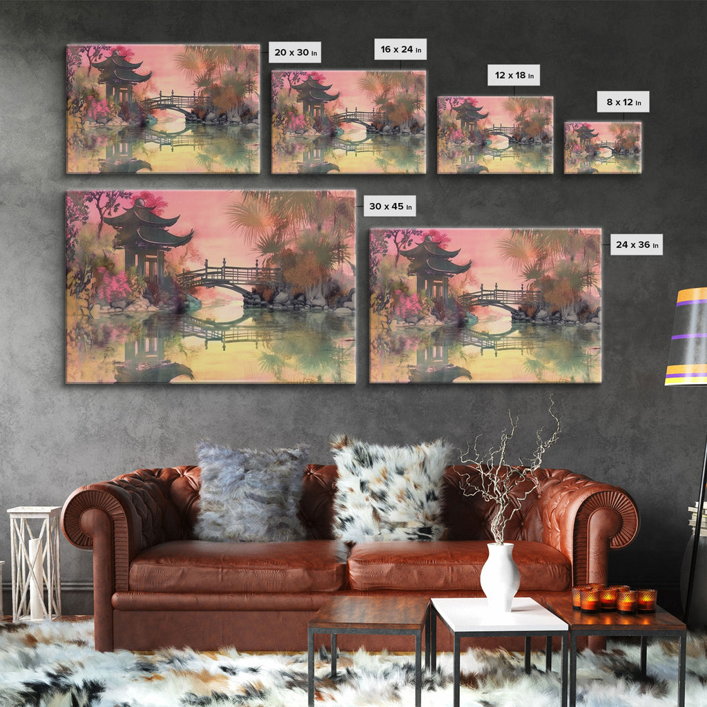 Oriental painting Wall art, Framed Canvas Print, Pop Art Style, Living room art, Original painting, Canvas art, Nature art, Japanese Pagoda | | Wiccan Center