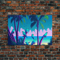 Tropical birds of paradise, synthwave, vaporwave wall art, framed canvas print | | Wiccan Center