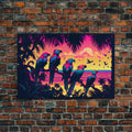 Tropical birds of paradise, synthwave, vaporwave wall art, framed canvas print | | Wiccan Center
