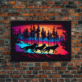 Wolves on the hunt at sunset, synthwave animal art, framed canvas print, vaporwave aesthetic animal art | | Wiccan Center
