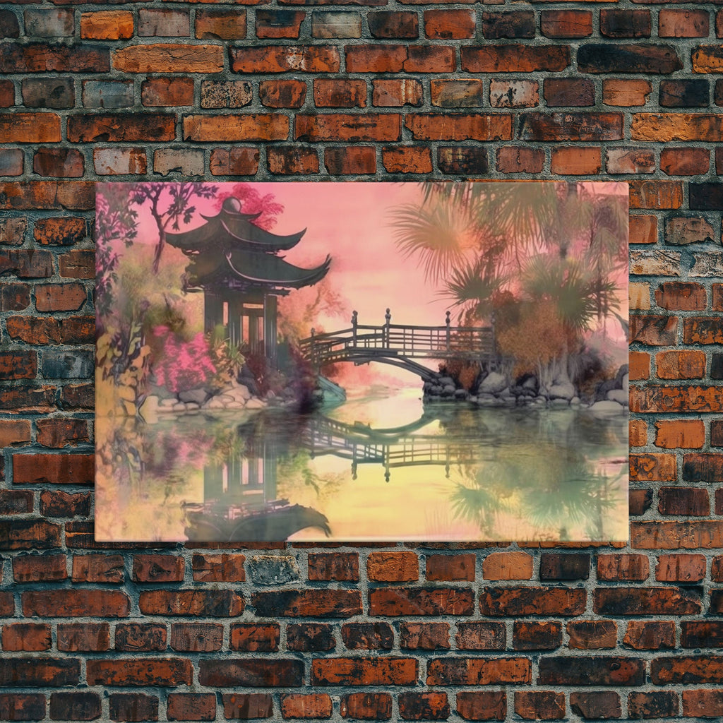 Oriental painting Wall art, Framed Canvas Print, Pop Art Style, Living room art, Original painting, Canvas art, Nature art, Japanese Pagoda | | Wiccan Center