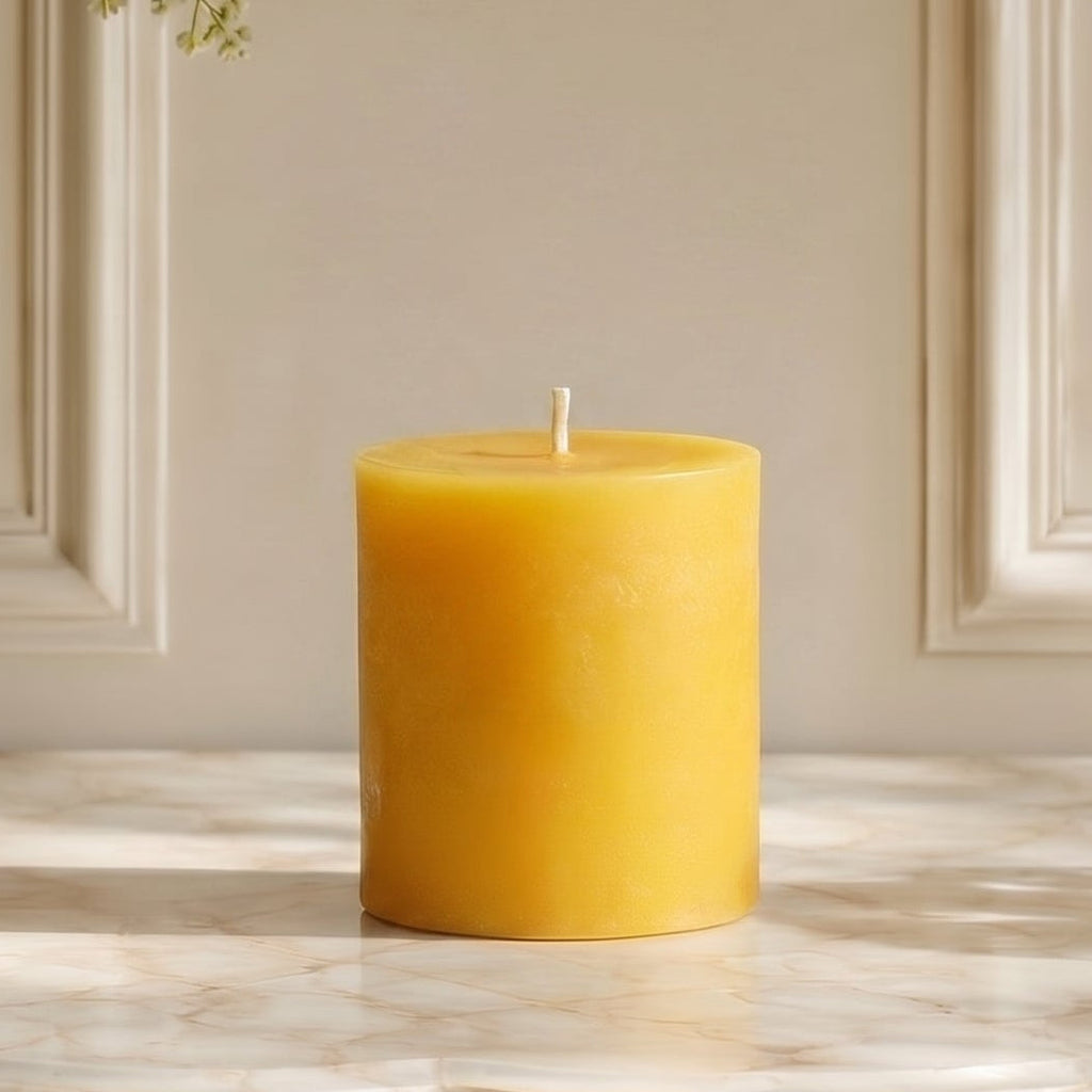 3x3 Inch Yellow Beeswax Pillar Candle | Candles | Wiccan Center