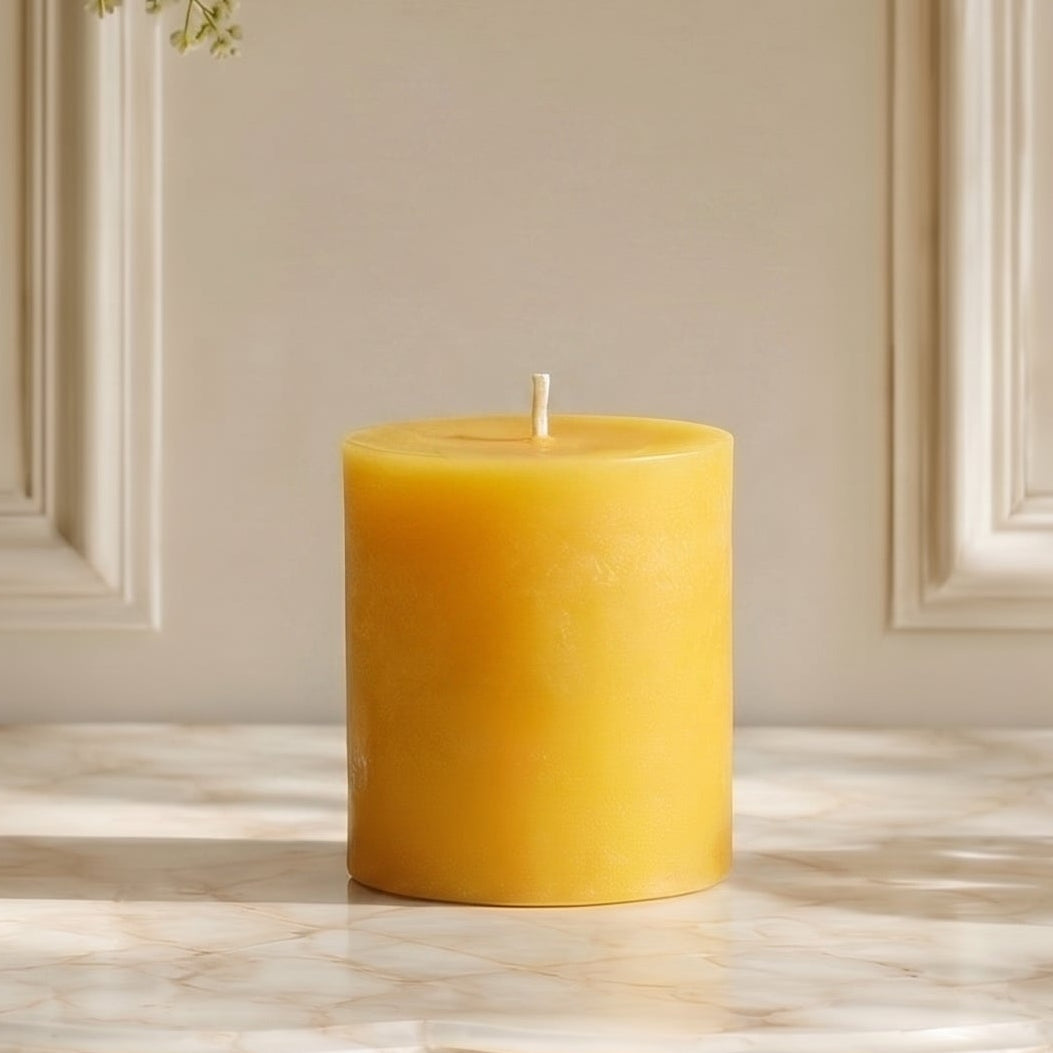3x3 Inch Yellow Beeswax Pillar Candle | Candles | Wiccan Center