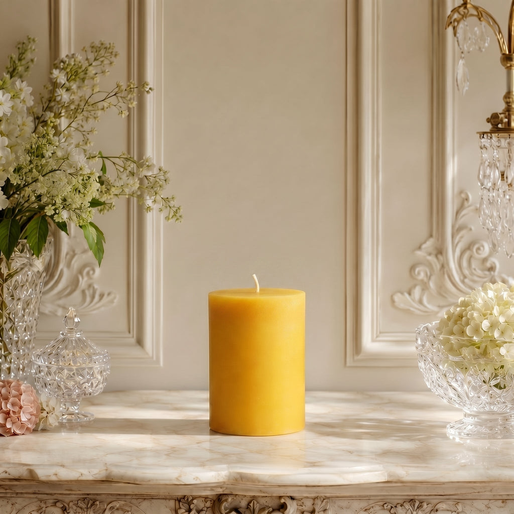 3x4 Inch Yellow Beeswax Pillar Candle | Candles | Wiccan Center