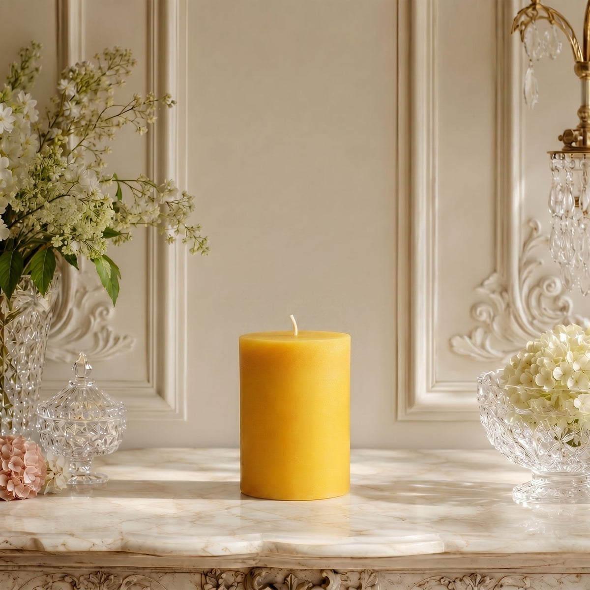 3x4 Inch Yellow Beeswax Pillar Candle | Candles | Wiccan Center
