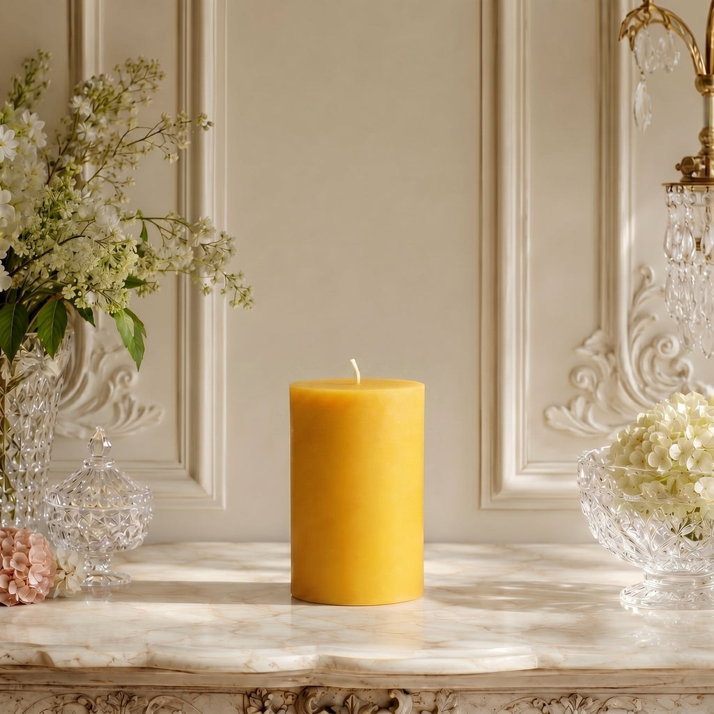 3x5 Inch Yellow Beeswax Pillar Candle | Candles | Wiccan Center