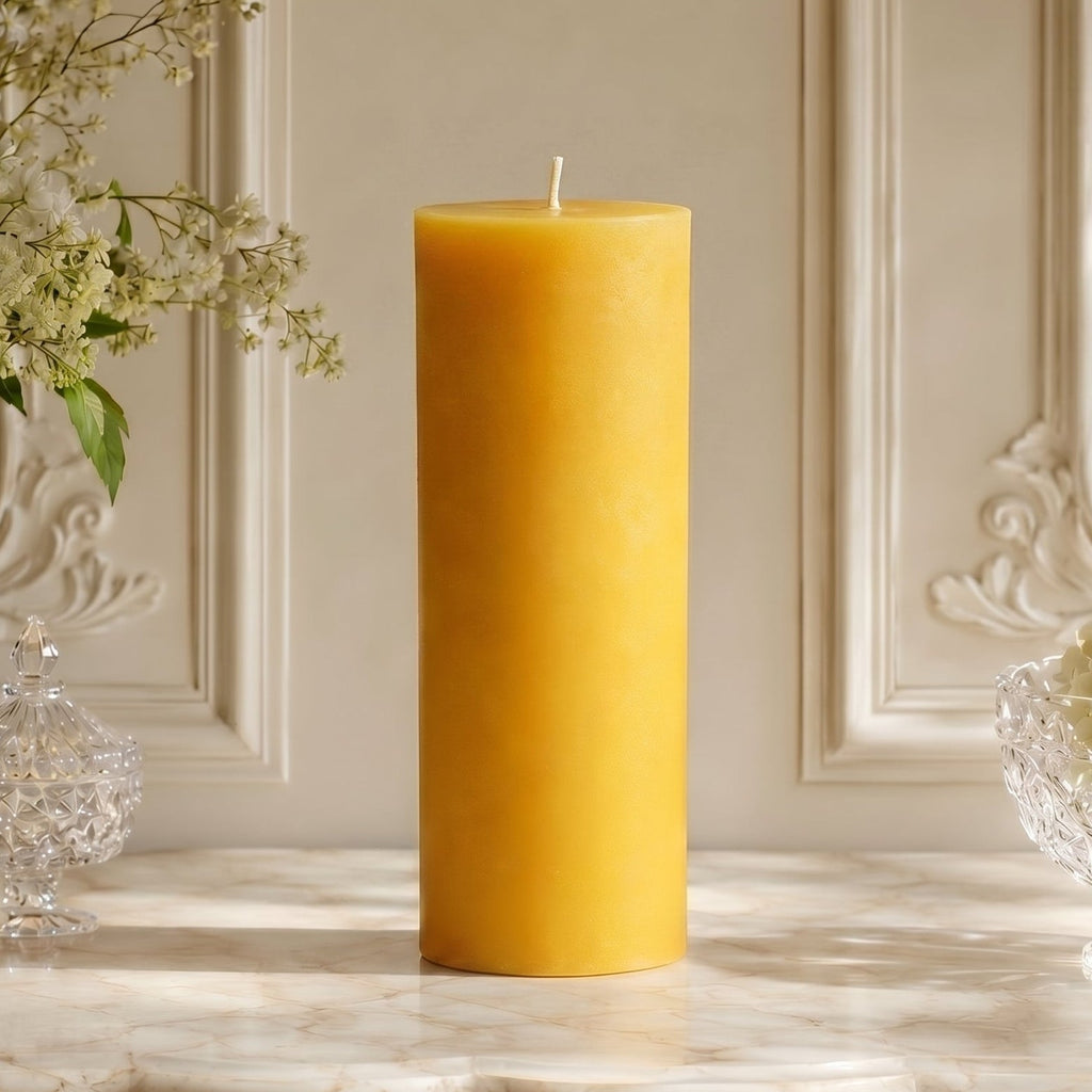3x9 Inch Yellow Beeswax Pillar Candle | Candles | Wiccan Center
