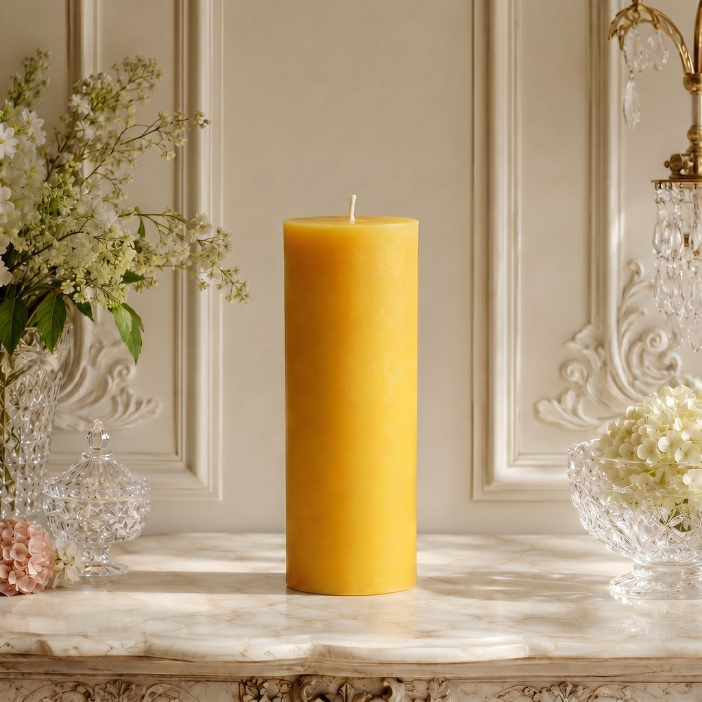 3x9 Inch Yellow Beeswax Pillar Candle | Candles | Wiccan Center