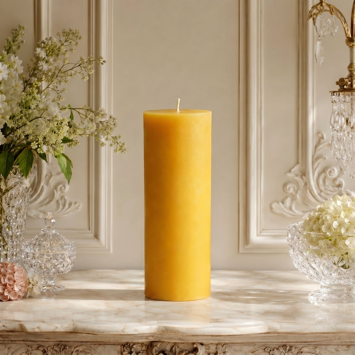 3x9 Inch Yellow Beeswax Pillar Candle | Candles | Wiccan Center