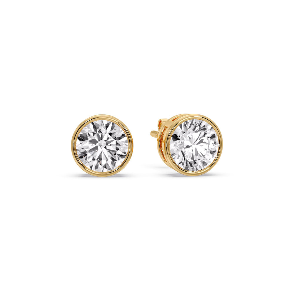 Bezel-Set Brilliant Round Diamond Solitaire Stud Earrings [IGI Certified]