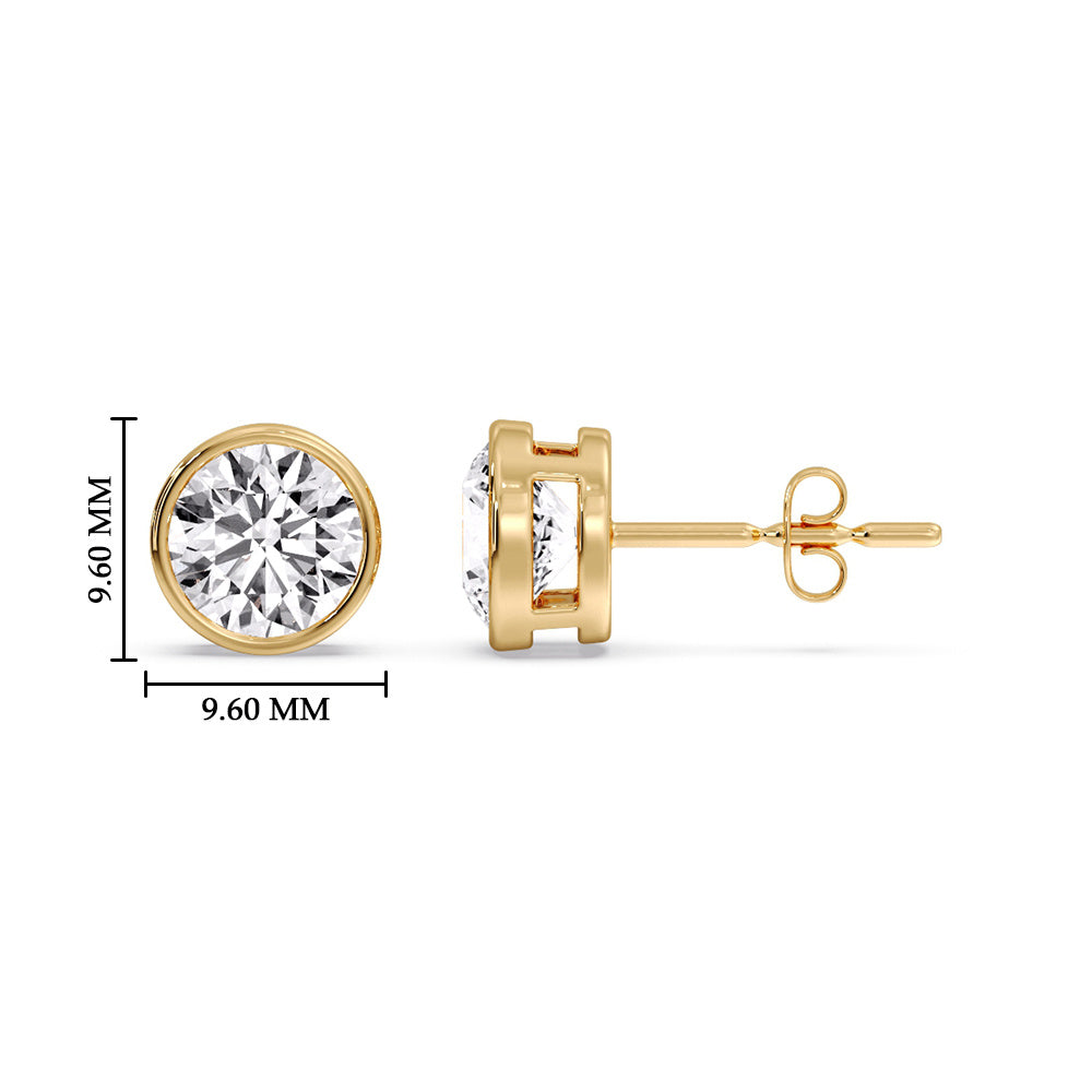 Round Cut Stud Bezel Set Earring