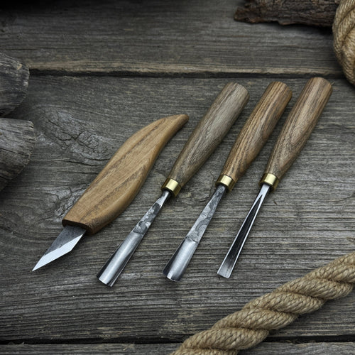 4-Piece Carving Knife, Chisel & Gouge Set | Tool Sets | Wiccan Center