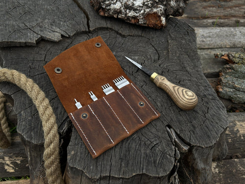 4-Piece Diamond Style Leather Pricking Iron and Hand-Forged Awl | Tool Sets | Wiccan Center