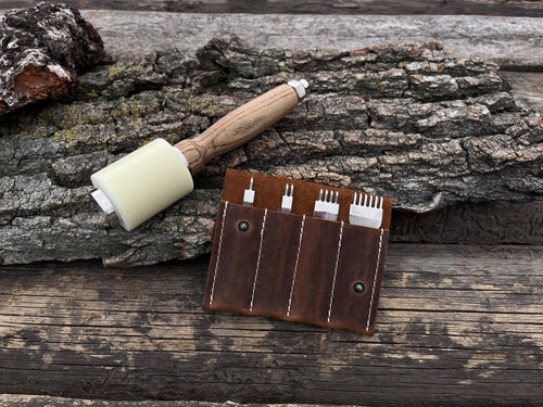 4-Piece Diamond Style Leather Pricking Iron and Leather Nylon Hammer | Tool Sets | Wiccan Center