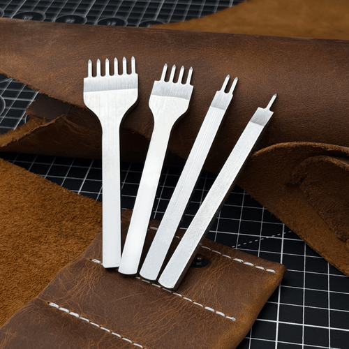 4-Piece Diamond Style Leather Pricking Iron Set, 1, 2, 4, 6 Prongs | Tool Sets | Wiccan Center