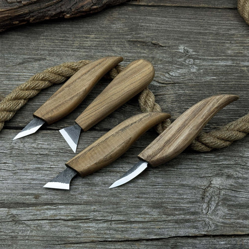 4-Piece Hand-Forged Wood Carving Knife Set | Tool Sets | Wiccan Center