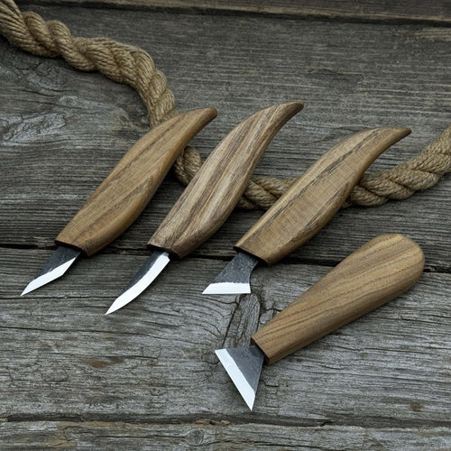 4-Piece Hand-Forged Wood Carving Knife Set | Tool Sets | Wiccan Center