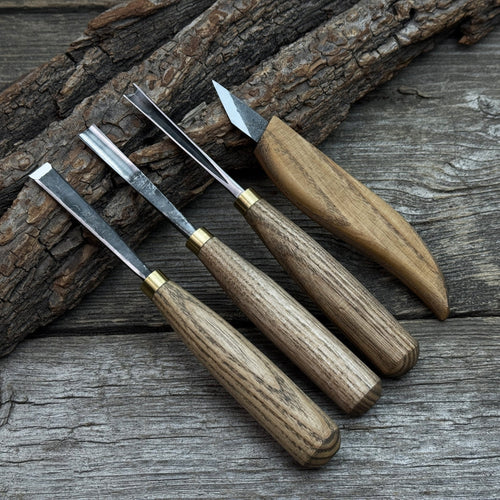 4-Piece Hand-Forged Wood Carving Tool Set | Tool Sets | Wiccan Center