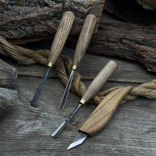 4-Piece Hand-Forged Wood Carving Tool Set | Tool Sets | Wiccan Center