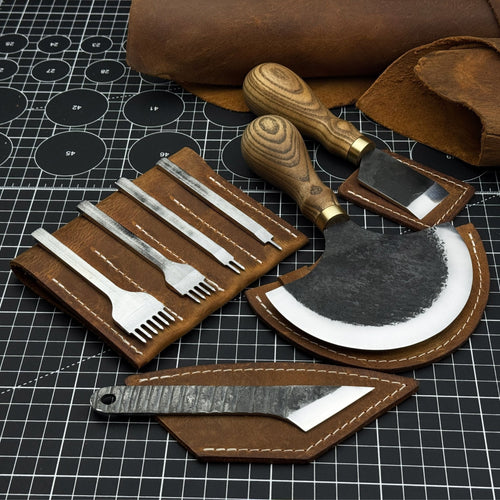 4-Piece Leatherworking Tool Set with Leather Sheaths | Tool Sets | Wiccan Center