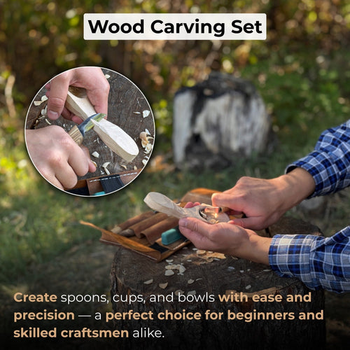 4-Piece Spoon Carving Tool Set with Sharpening Board | Tool Sets | Wiccan Center