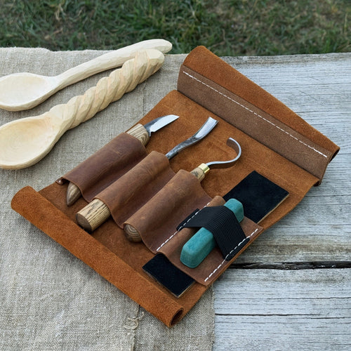 4-Piece Spoon Carving Tool Set with Sharpening Board | Tool Sets | Wiccan Center