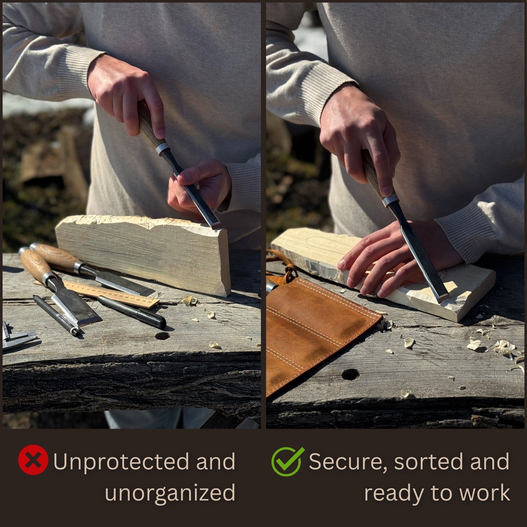 4 Pocket Leather Chisel Roll