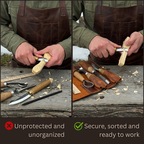 4 Pocket Leather Tool Roll | Tool roll | Wiccan Center