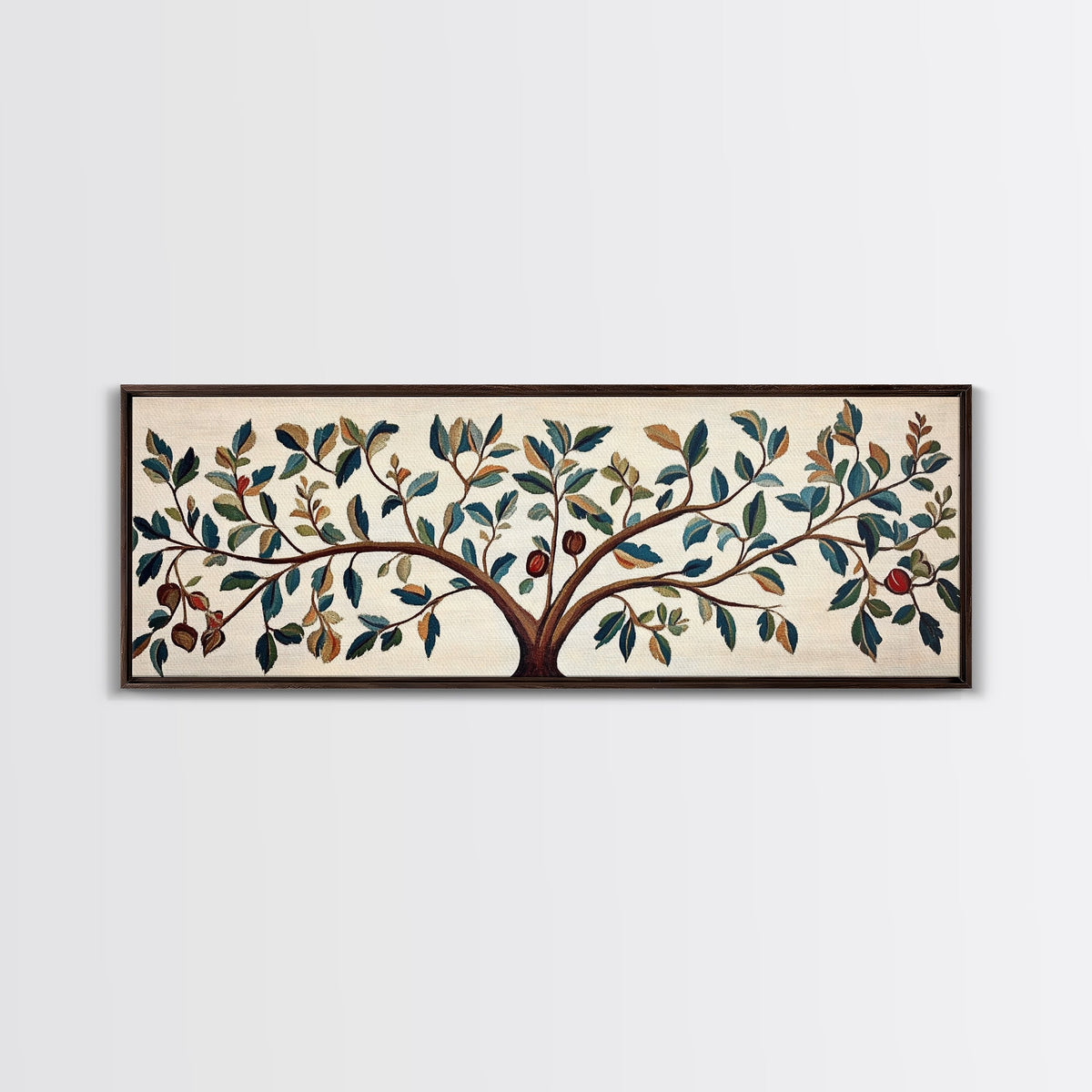 Tree Of Life - Vintage Tapestry Framed Wall Art Canvas Print - Floral Vintage Textile Style Wall Art - Floral Tapestry Print, Boho Home Decor, Above Bed Art