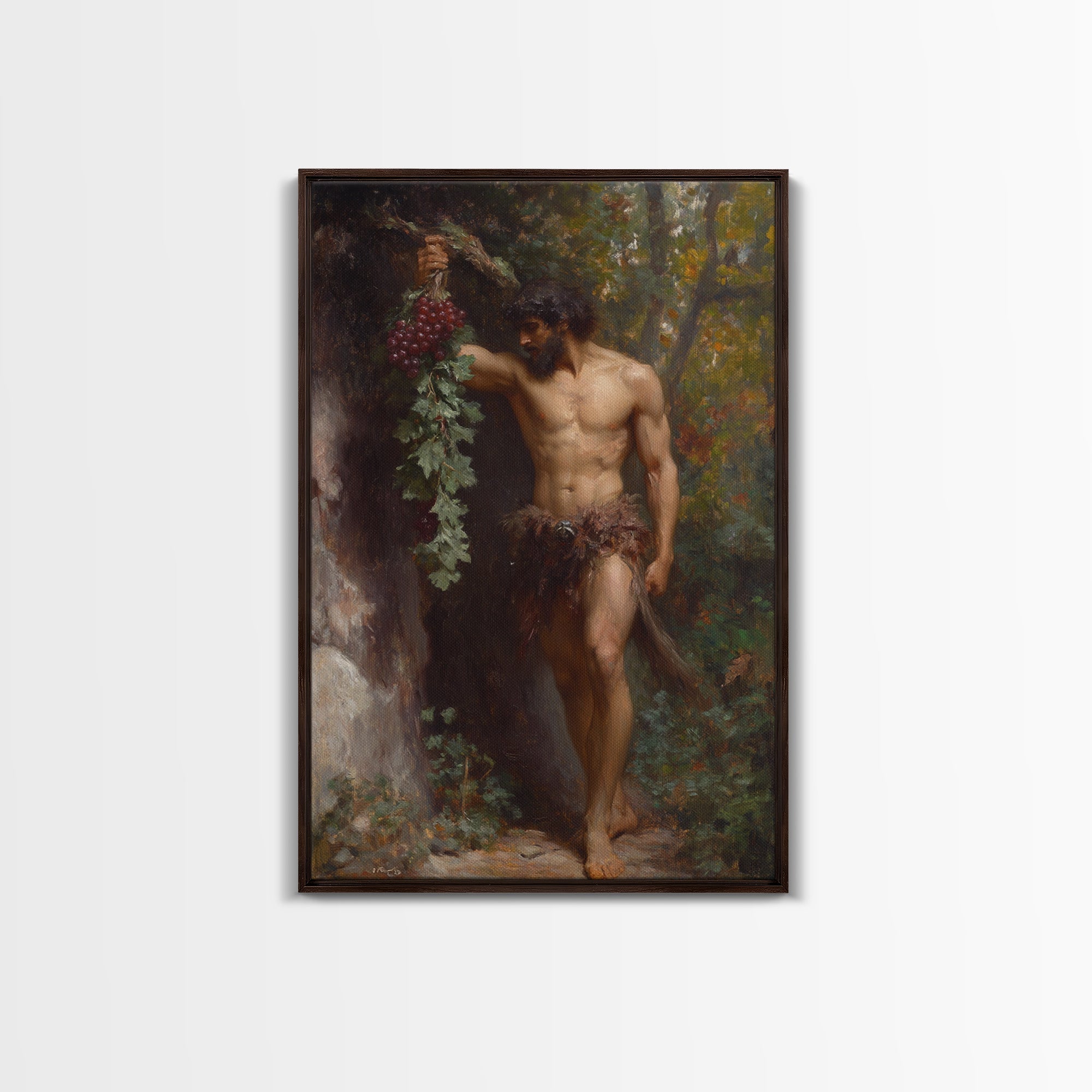 Painting of a Male Figure Canvas Print, Gothic Decor, Dark Academia / Macabre Wall Art, Original Satyr Painting