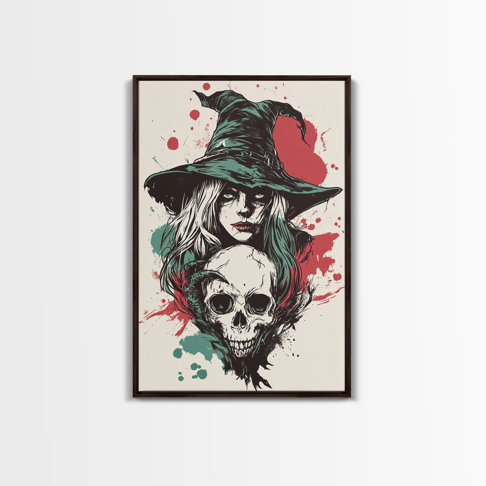 Portrait of A Witch, Framed Canvas Print, Halloween Decor, Witchcraft, Goth Art, Dark Academia Wall Art, Halloween Poster Art | | Wiccan Center