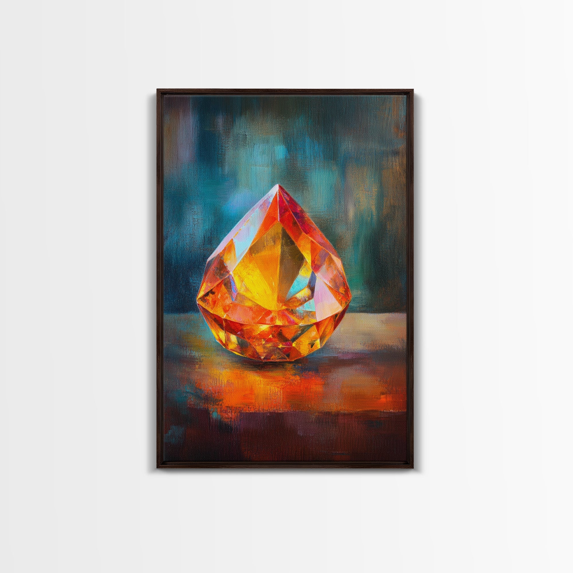 Gemstone Painting Print, Framed Canvas Print, Gemstones Wall Art, Precious Stone Painting, Red Gem, Ruby Painting, Antique Minerals Decor | | Wiccan Center