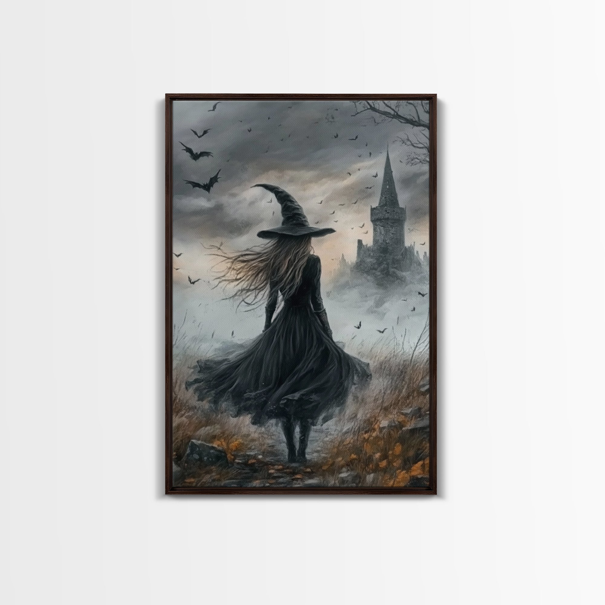 Goth Decor, Witchy Home Decor, Dark Academia Goth Oil Painting Print, Witch Painting, Haunted Spooky Season Wall Art, Witch Decor