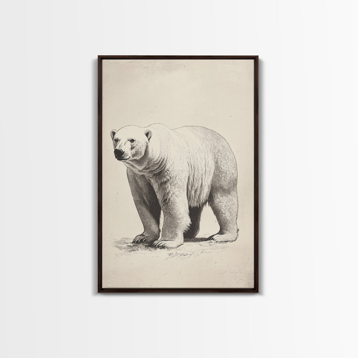 Polar Bear Canvas Print - Framed Canvas - Minimalist Christmas Art - Boho Christmas Art - Rustic Christmas Art