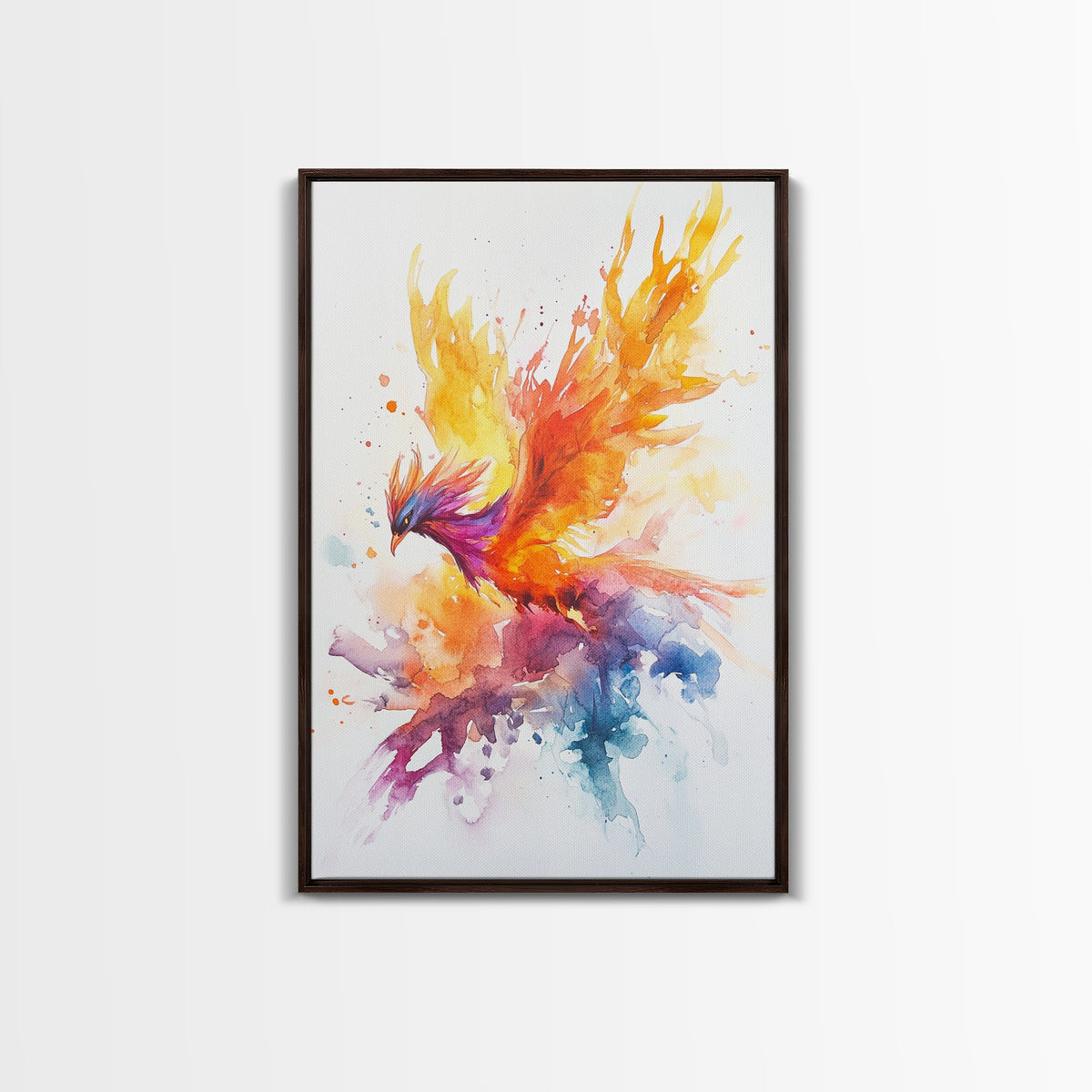 Fire Phoenix Watercolor Art Print Canvas Art, Fantasy Art Phoenix Firebird Fantasy Painting, Dark Academia Wall Art, Phoenix Decor