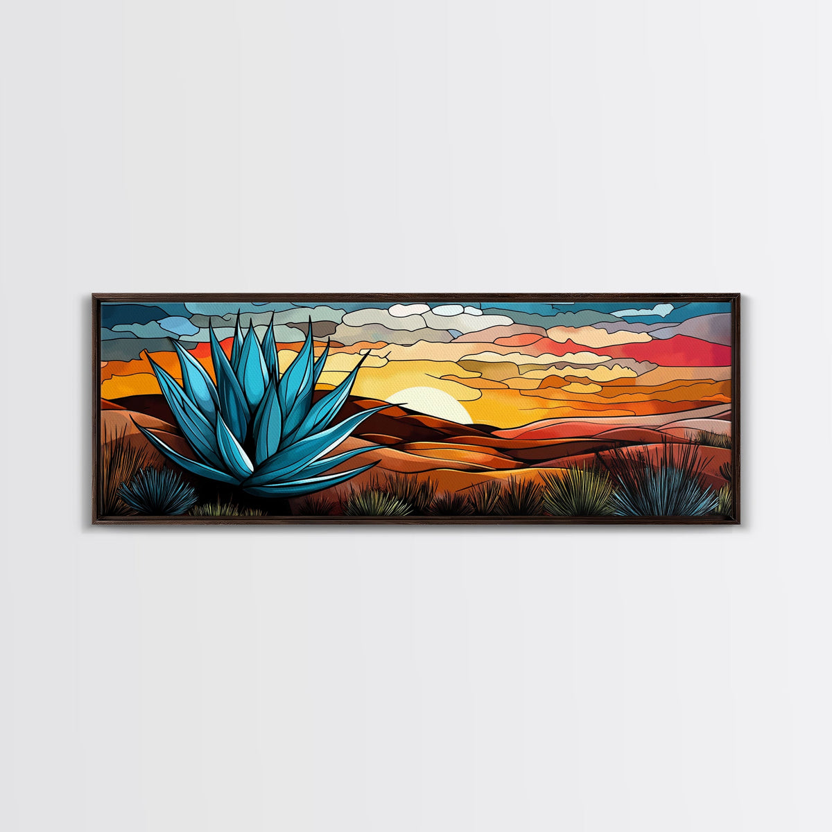 Mexicano Art - Blue Agave At Sunset - Framed Canvas Print - Agave Painting - Blue Agave - Chicano Wall Art - Mexican Art Agave Art | | Wiccan Center