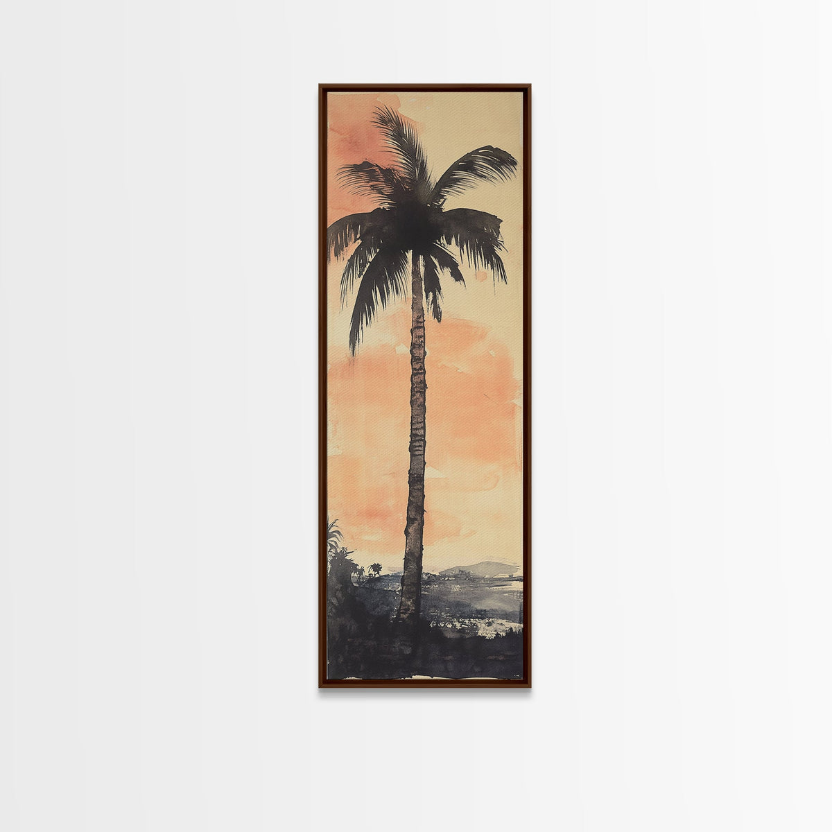 Framed Canvas Print Moody Palm Tree Painting Sunset Coastal Wall Art, Rustic Decor, Tropical Living Room Above Sofa Art, Bedroom Art Print | | Wiccan Center
