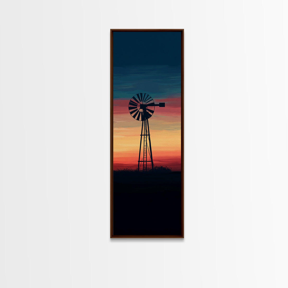 Canvas Print Moody Sunset Windmill Wall Art, Vertical Rustic Decor, Tall Narrow Farmhouse Artwork, Gift Idea for Living Room | | Wiccan Center