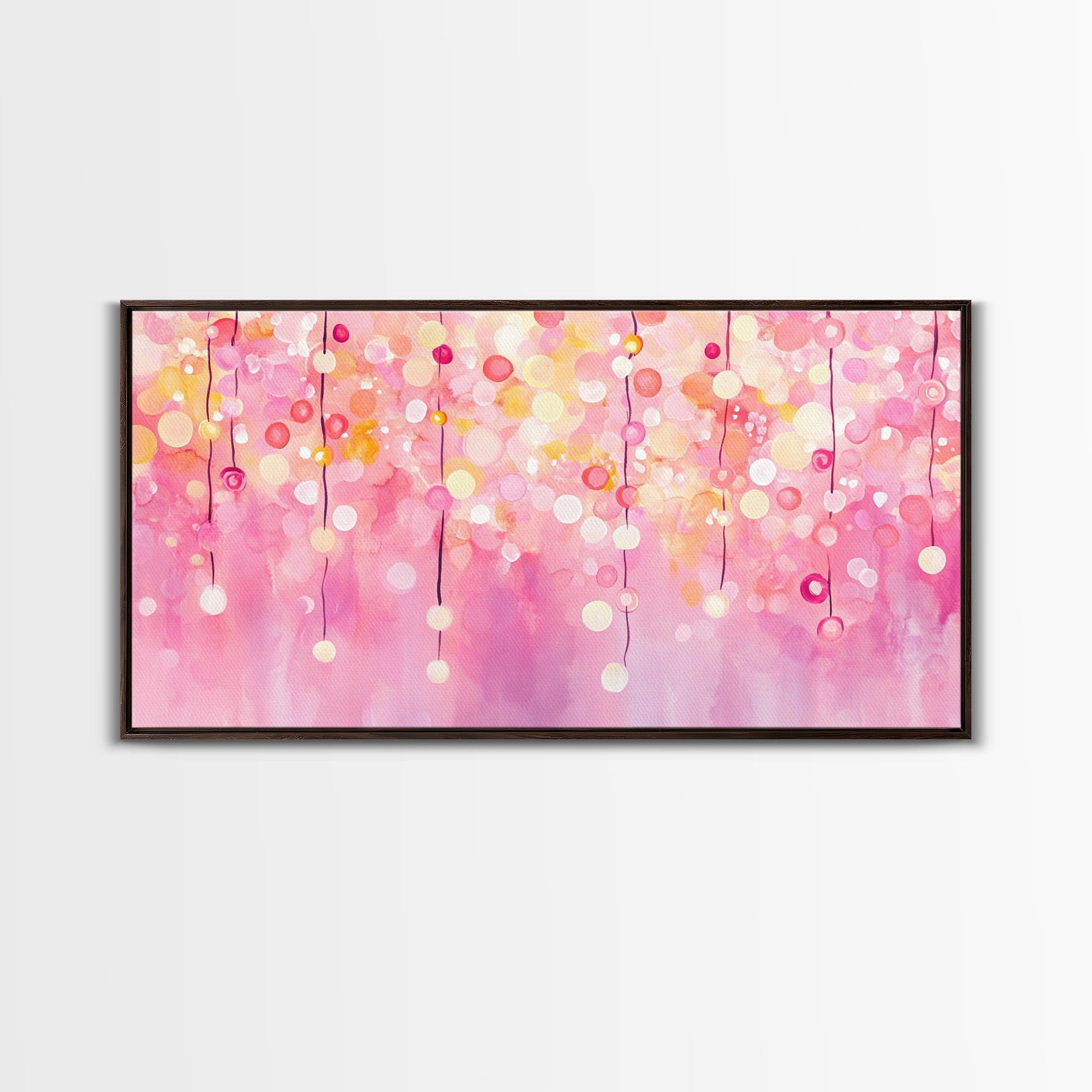 Magical Fairy Light Pink Abstract Canvas Print with Bokeh Lights, Ideal Whimsical Art for Living Room, Vertical Skinny Wall Art | | Wiccan Center